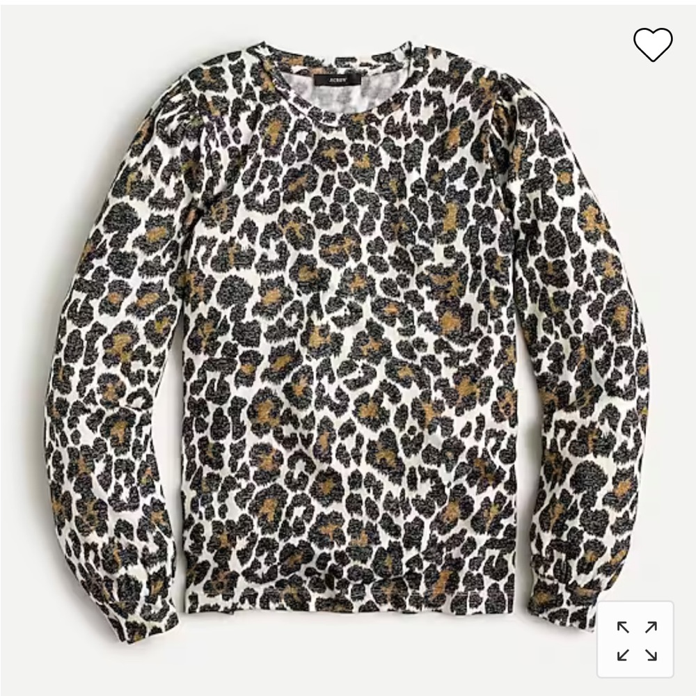 JCrew Supercozy puff-sleeve pullover in leopard